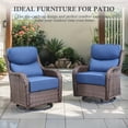thumbnail image 6 of Opohoro 5 Pieces Outdoor Conversation Set with 43" Rectangular Fire Pit Table, Brown Rattan Furniture Set with Swivel Rocker Chairs, Blue for Patio Backyard Deck, 6 of 15