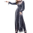 thumbnail image 2 of Sunloudy Disfraz de Cosplay de Halloween para Mujer, Vestido de Novia de Malla de Manga Larga de Longitud Completa con Accesorio de Gargantilla para Niñas, 2 Colores Sunloudy  moda, 2 of 9
