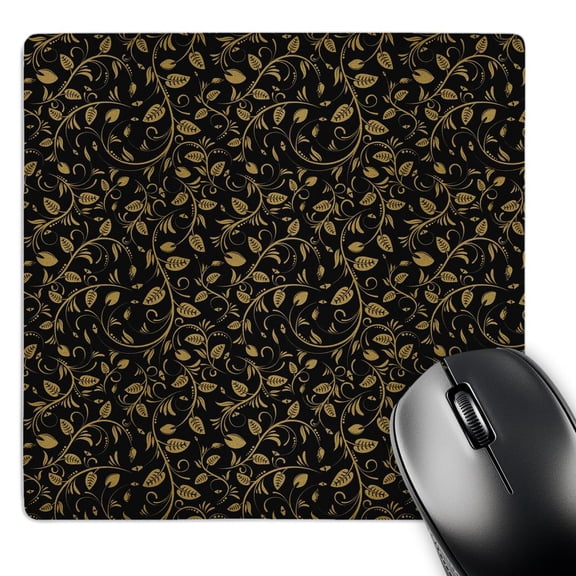 3dRose, Gold and Black Elegant Leaves, MousePad