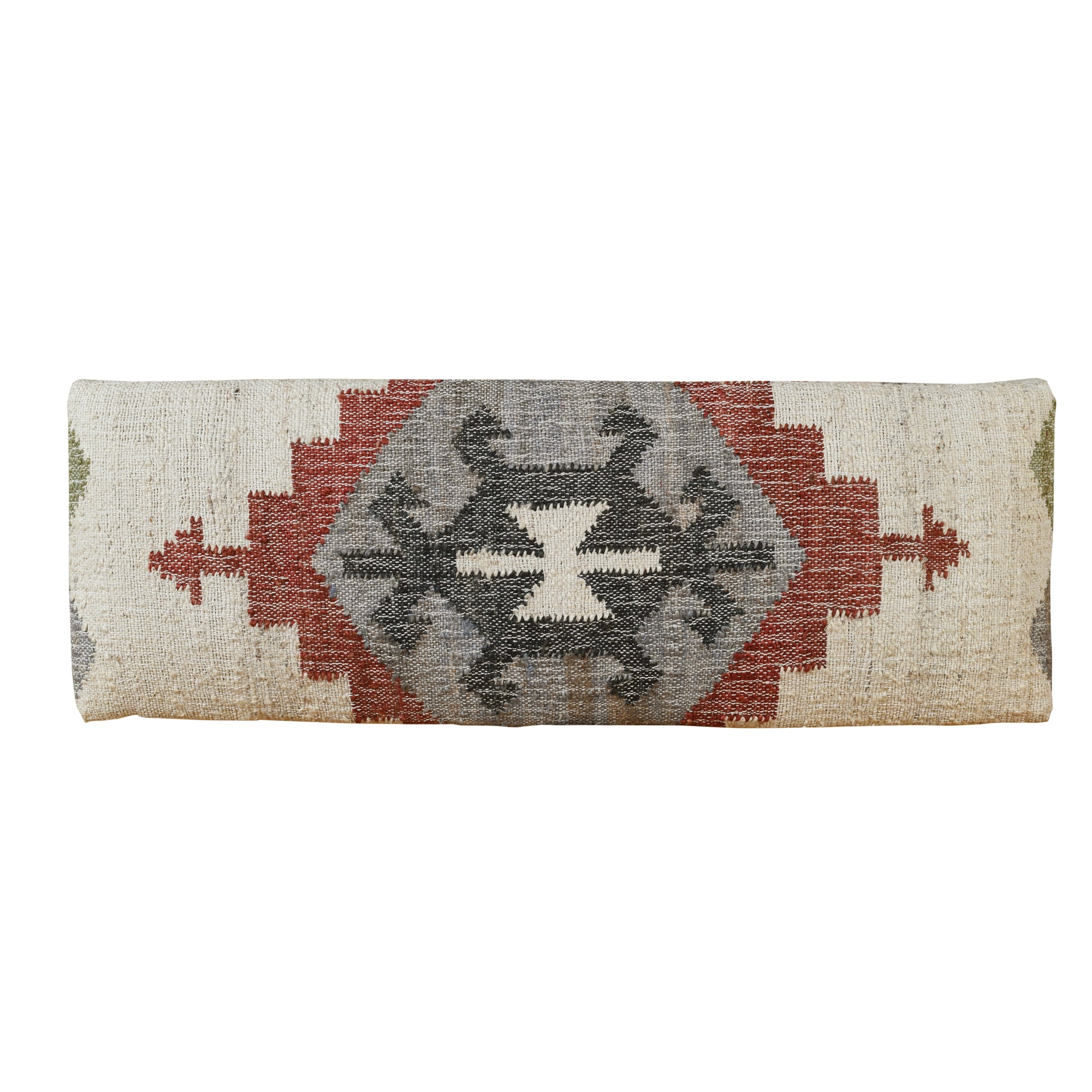 Ox Bay Hadley 47" Upholstered Indoor Accent Bench, Ivory/Red Kilim