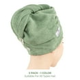 thumbnail image 4 of American Soft Linen 100% Cotton Turkish Hair Drying Towels, 2 Piece Quick Drying Hair Turban Towel Wrap, Sage Green, 4 of 6