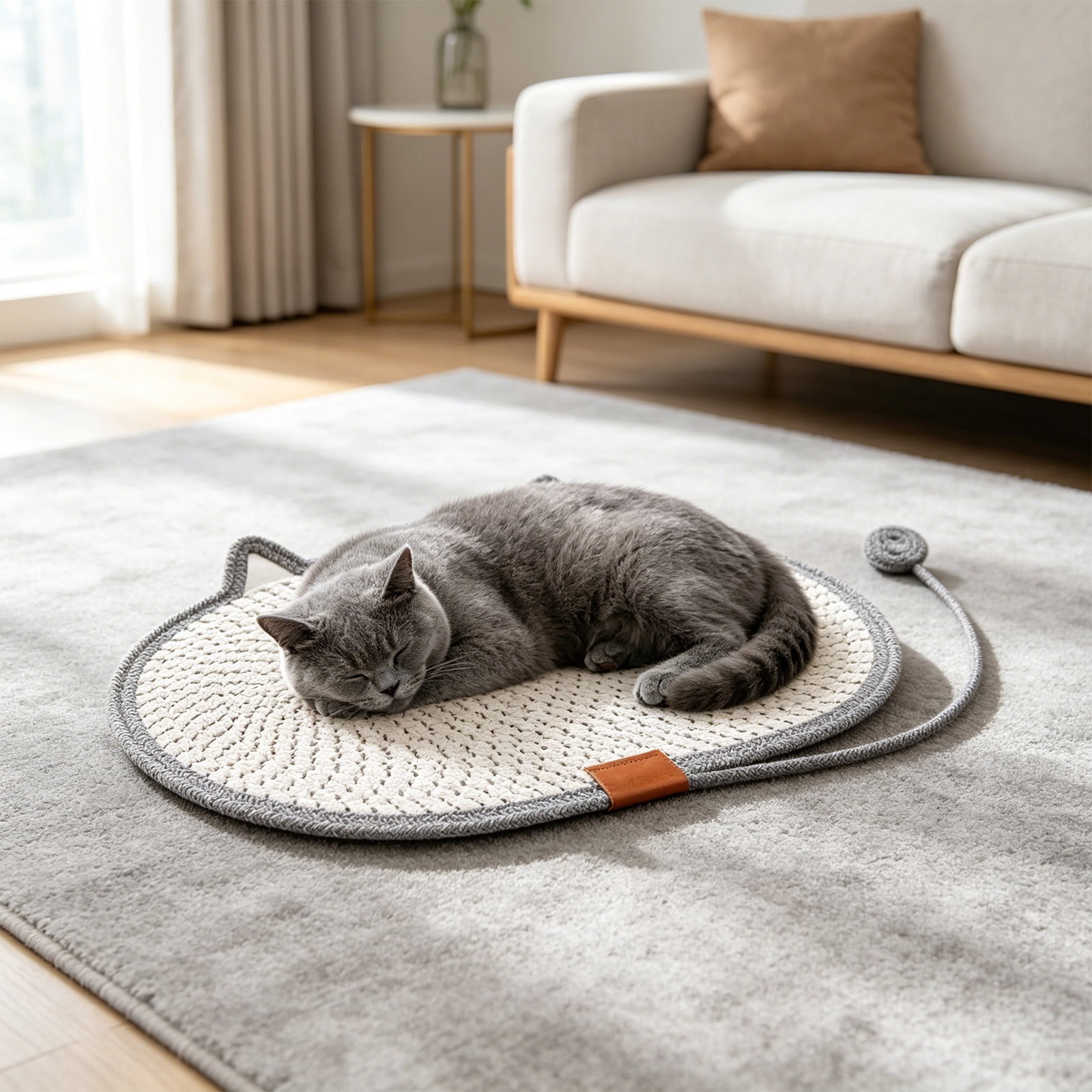 AuroraX Cooling Cat Scratching Pad Washable Cat Scratch Pad Removable Breathable Tear Proof Medium All Season Cat Pad Gray