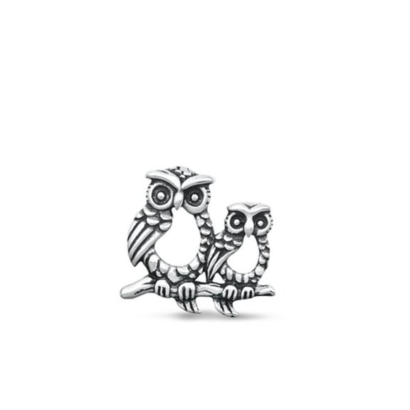 Sterling Silver Oxidized Owl Pendant High Polished Bird Charm .925 New Jewelry Female Unisex
