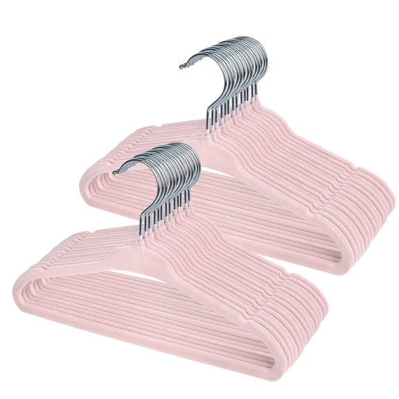 30 Pack Kids Hangers,Premium Velvet Strong and Durable Baby Hangers, Non-Slip Toddler Hangers, Baby Clothes Hangers With 360°Swivel Hook,11 ”Children Hangers, Pink