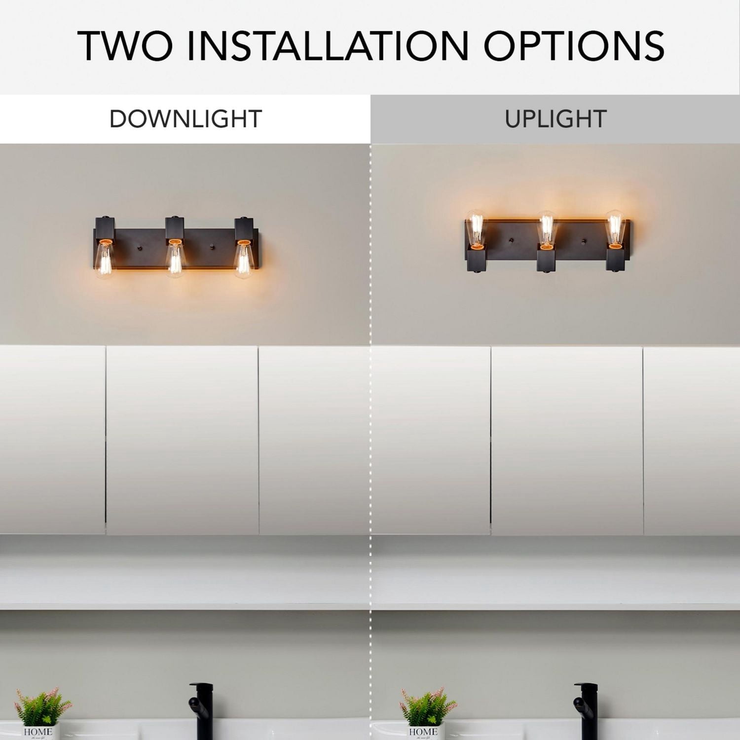 Globe Electric 18" 3-Light Matte Black Vanity Light, Minimalist Style, LED or Incandescent Bulbs Required