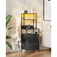 thumbnail image 2 of Nightstand Set of 2 with Charging Station, LED Night Stand Sets with 2 Drawers and 4 Storage Open Shelves, Fabric Dressers for Bedroom, Black, 2 of 14