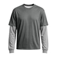 thumbnail image 7 of Nestiefly Mens Layered Shirt Longsleeve Cotton Basic Tee Faux 2-Piece Casual Pullover Fashion Fall Purple M, 7 of 7