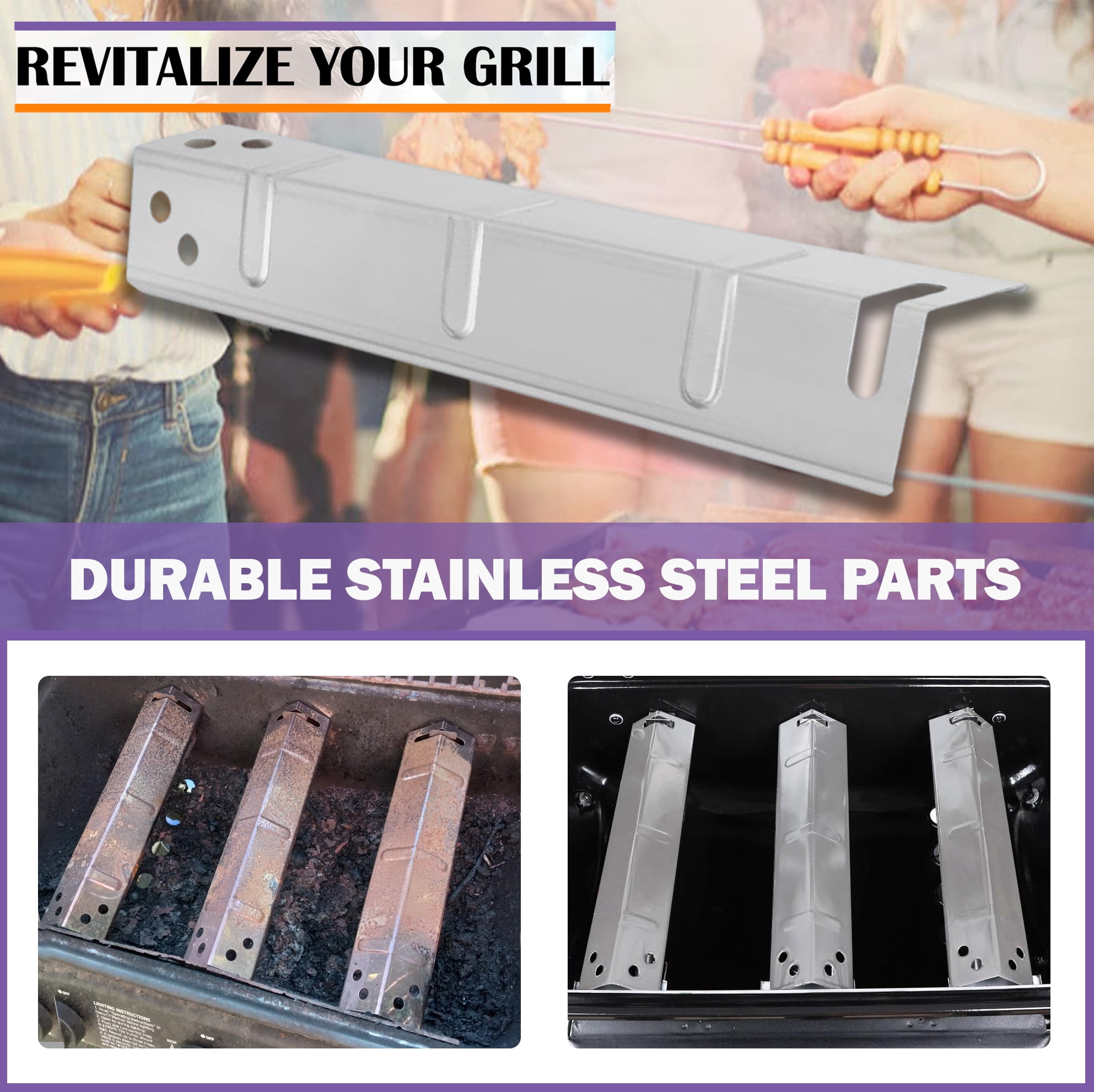 Set of Three Stainless Steel Heat Plates for 3 burner Exp  ert Grill Model