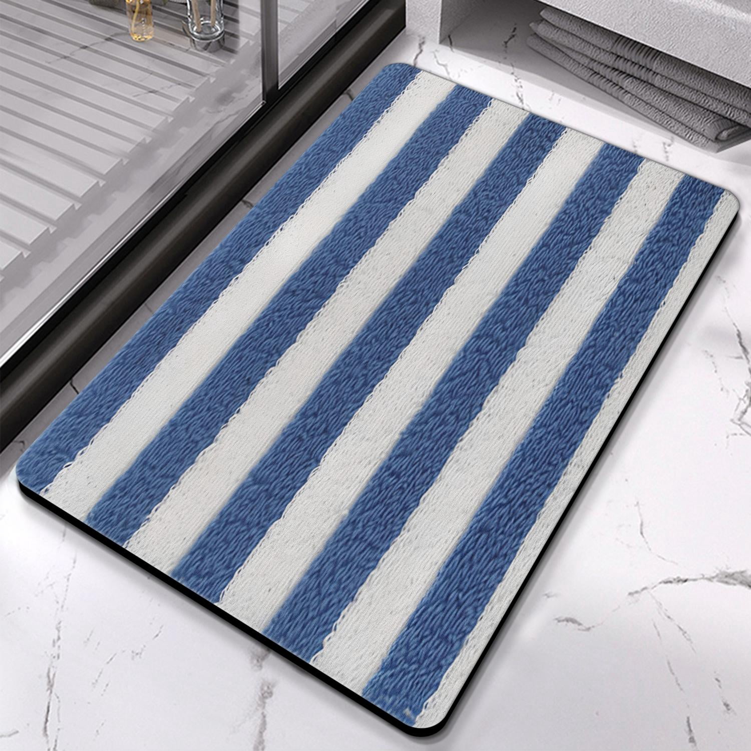 High-Quality Striped Microfiber Bathroom Rugs 20x32 in, Extra Thick, Absorbent Bath Mat, Anti-Slip for Safe Bathroom Experience, Machine Washable for Tub and Shower