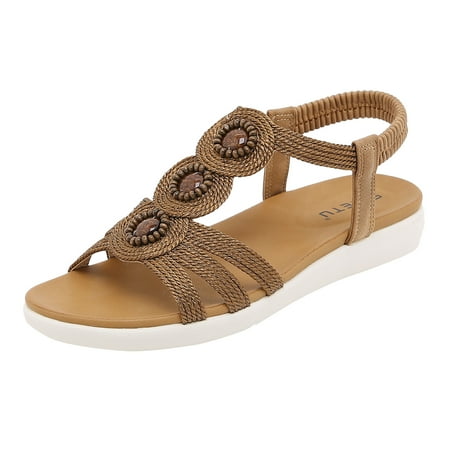 

Women Sandals Fashion Summer New Pattern Fashion Comfortable Flat Bohemian Style Open Toe Elastic Bland Sandals Slide Sandals for Women Casual Summer Womens Closed Toe Sandals Size 6