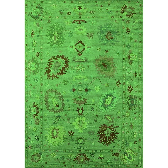 Ahgly Company Indoor Rectangle Oriental Green Industrial Area Rugs, 7' x 10'