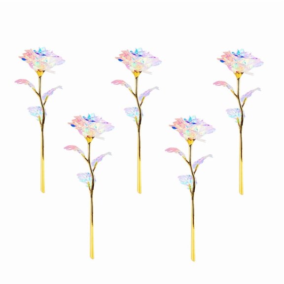 TFixol Artificial Plants And Flowers 5pcs Golden Foil Rose Flower Gorgeous Colorful Golden Rose Flower Colorful artificial flower crystal Romantic Valentine'S Day Mother'S Day Christmas