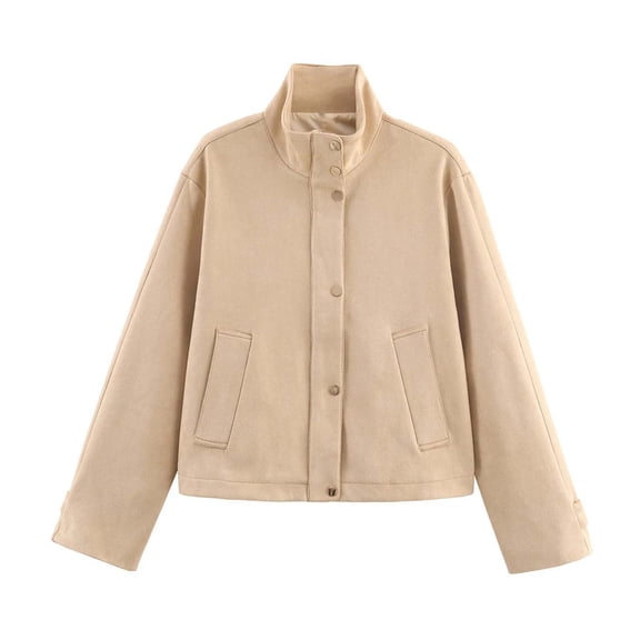 Abomasnow Cropped Bomber Jackets for Womens Long Sleeve Button Down Short Shacket Jacket Pullover Tops S-L