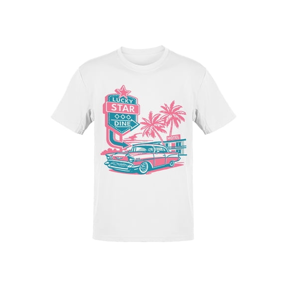 Lucky Star Diner Graphic Men's White T-shirts