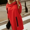 thumbnail image 4 of UAMVSH Women's Casual Cowl Neck Long Sleeve Hoodie Plus Size Dress Hooded Sweatshirts with Pockets Soft Zipper High-Low Pullover Tops(Small,Red), 4 of 7