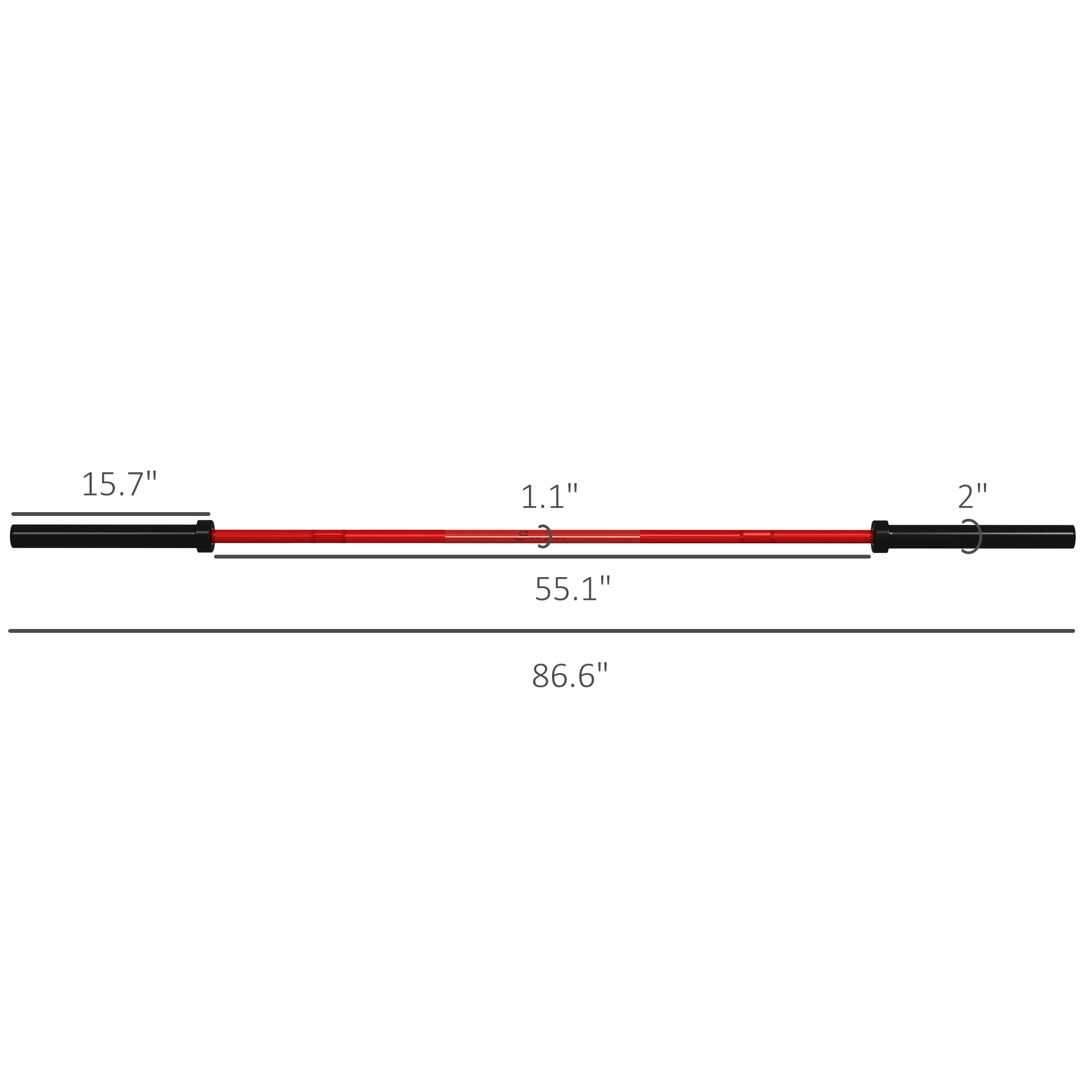 Soozier 7.2ft Weight Bar, Bench Press Bar with Rotating Sleeves, 1500lbs Weight Capacity, Red