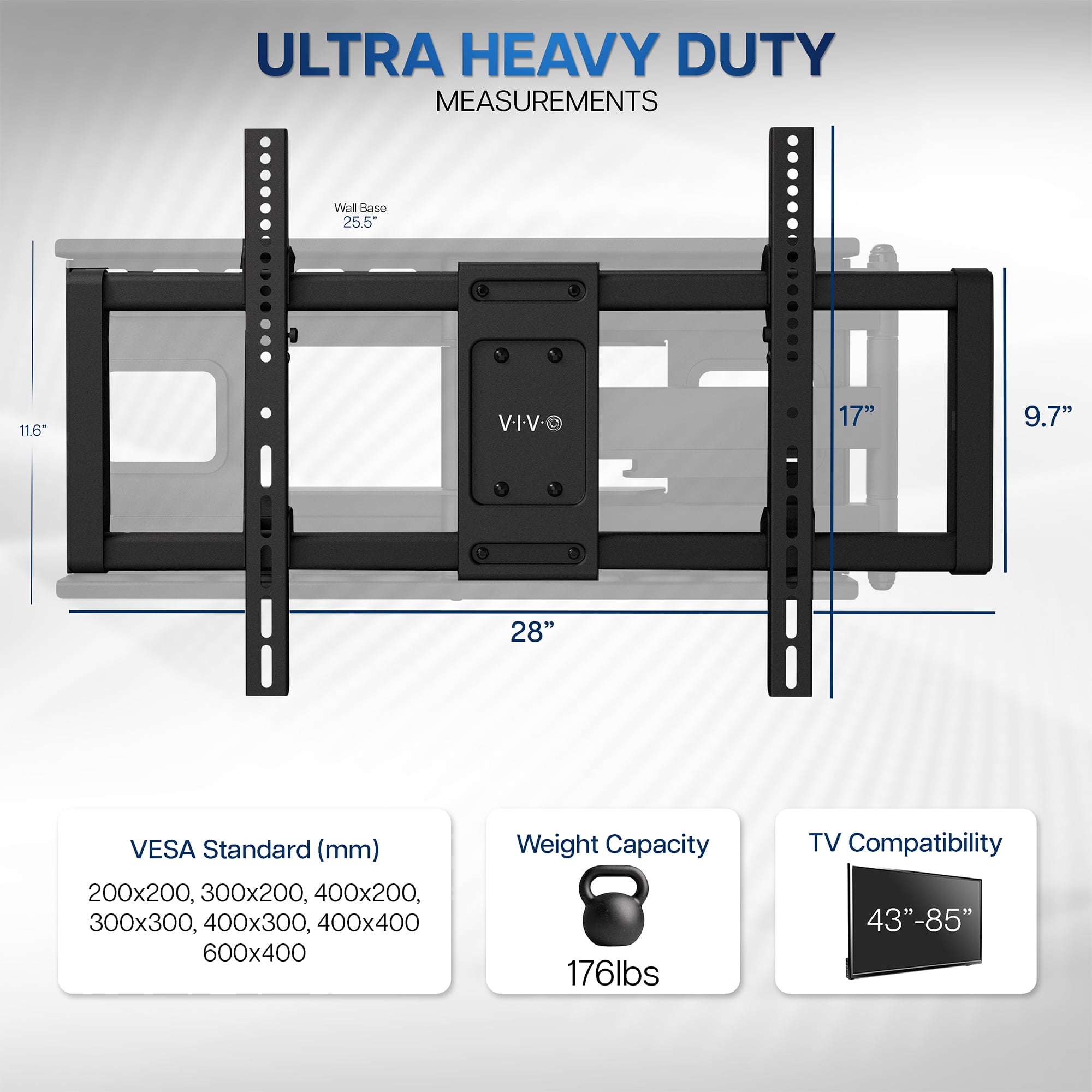 VIVO Heavy Duty Full Motion 43" to 85" TV Wall Mount with Long Extension Arm