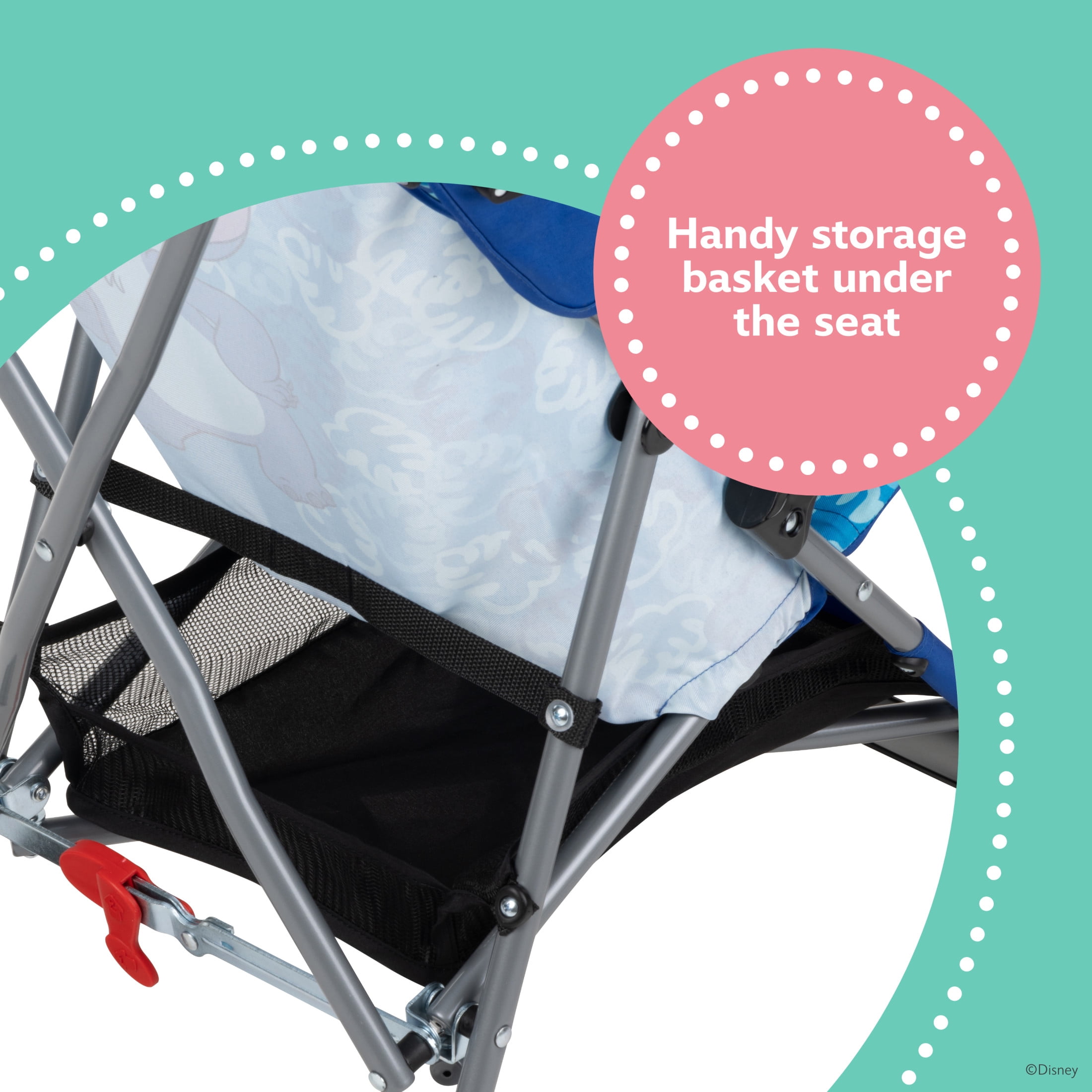 Disney Baby Comfort Height Character Toddler Umbrella Stroller with Basket, Tropical Stitch