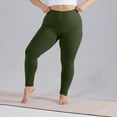 thumbnail image 2 of Yoga Leggings for Women Plus Size High Waisted Booty Lift Skinny 7/8 Length Pants Tummy Control Compression Maternity Leggings Army Green 2XL, 2 of 5