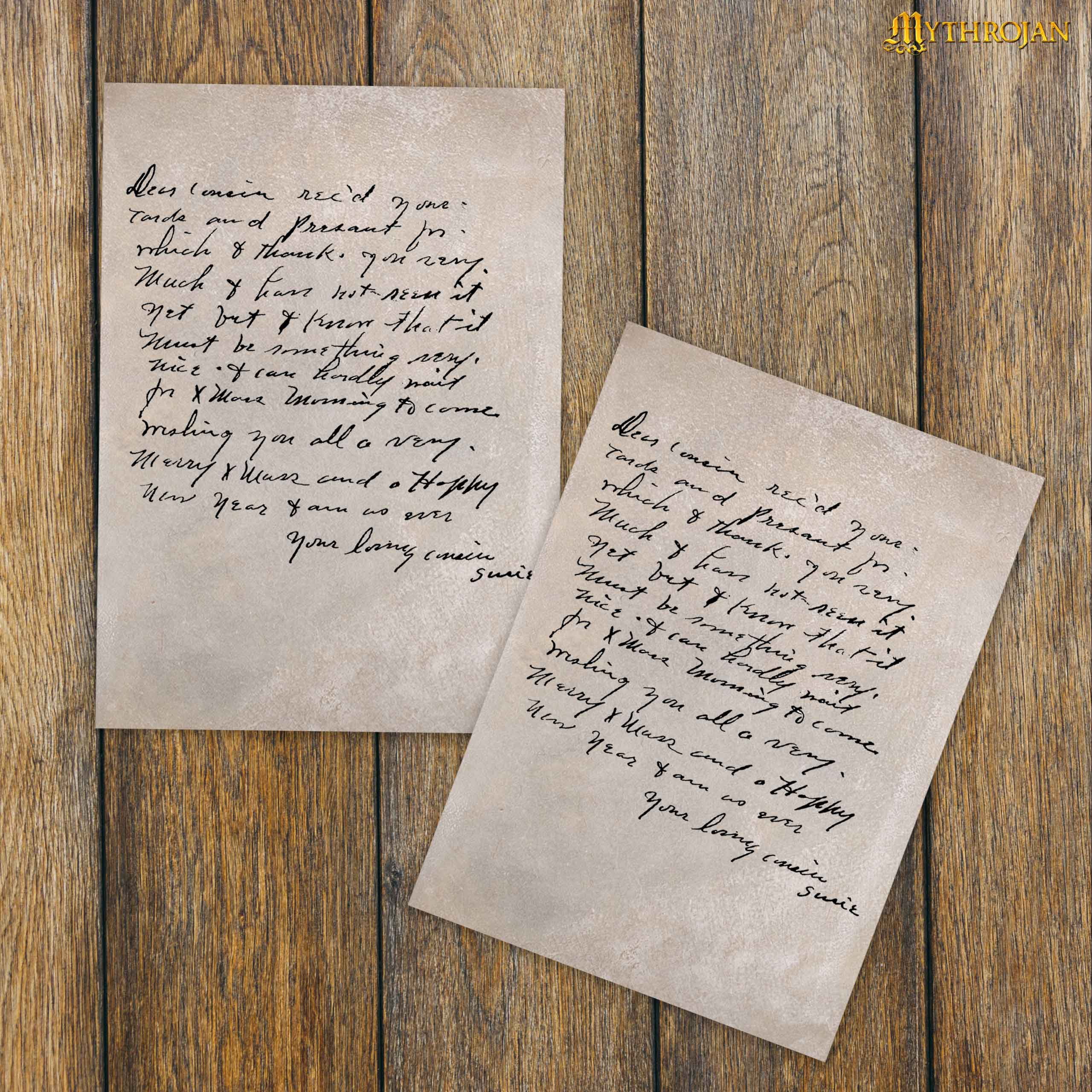 Mythrojan Parchment Paper Stationery Vintage Writing Paper Medieval Antique Handmade Vellum Natural Goatskin Calligraphy Sheet 5inch x 7inch | Set of 50 Pcs