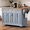 Grey, variant on 54'' Large Kitchen Island with Wood Drop Leaf, Rolling Kitchen Cart on 4 Wheels with 4 Doors and 3 Drawers, Kitchen Island with Storage for Kitchen, Dining Room, Black