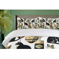 thumbnail image 4 of Ambesonne Cat Duvet Cover Set, Boho Ethnic Animal Botanocal, King, Black Ginger Mint Green, 4 of 6