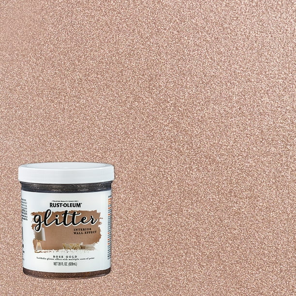 Rose Gold, RustOleum Specialty Glitter Interior Wall Paint, Quart 2