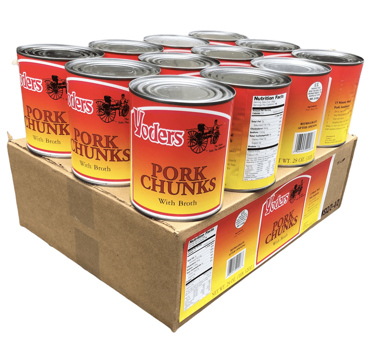 Yoder's Fresh Canned Pork Chunks Long Shelf Life Emergency Food 2.5