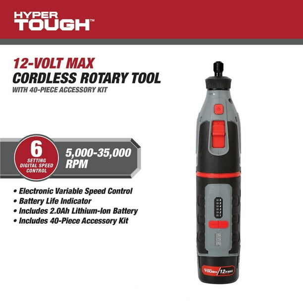 Hyper Tough 12V Max Cordless Rotary Tool with 40-Piece Accessory