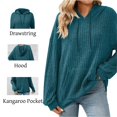 thumbnail image 4 of Dagegui Ribbed Knit Hoodies for Women Oversized Long Sleeve Hooded Sweatshirts Fall Casual Loose Fit Pullover Tops with Drawstring & Pocket Blue XXL, 4 of 7