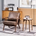 thumbnail image 2 of UNICOO® Mid Century Chair, Retro Upholstered Accent Armchair, with Wood Frame and Removable Cushions, Large Leisure Slipper Chair for Living Room/Bedroom (U2279-Brown), 2 of 7