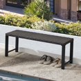 thumbnail image 3 of Outdoor Rattan Backless Bench, 46" Patio Garden Bench for Outdoor, All Wheather Outdoor Bench for Garden, Backyard, Porch, Black, 3 of 14