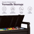 thumbnail image 5 of Keter Solana 70 Gallon Storage Bench Deck Box for Patio Furniture, Front Porch Decor and Outdoor Seating - Perfect to Store Garden Tools and Pool Toys, Brown, 5 of 11
