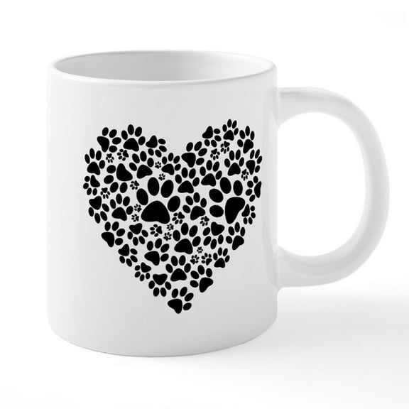 CafePress - Paw Print Heart 15 Oz Ceramic Large Mug - 20 Oz White Ceramic Mega Mug