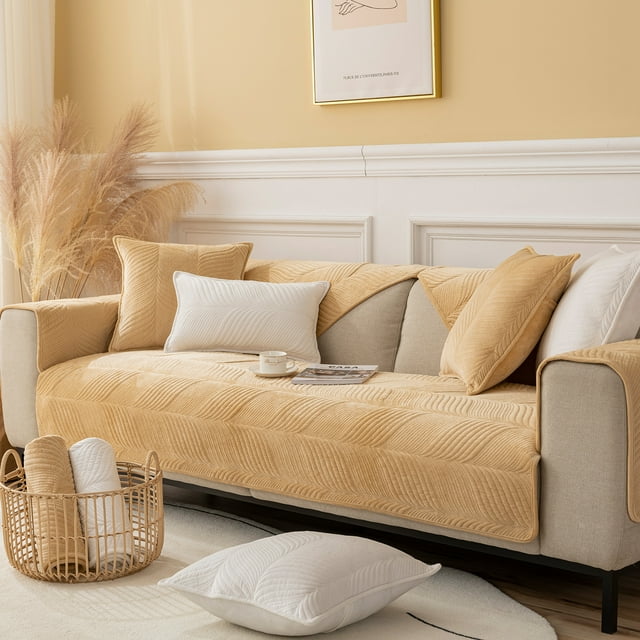 Autumn and Winter Super Soft Solid Color Plush Thickened Warm and Anti Slip Sofa Cover