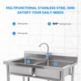 thumbnail image 2 of Stainless steel multi-purpose sink, multi-style prep sink, freestanding with three-way pre-rinse faucet, under-sink shelf and hot and cold water kit, suitable for restaurants, commercial ki, 2 of 9