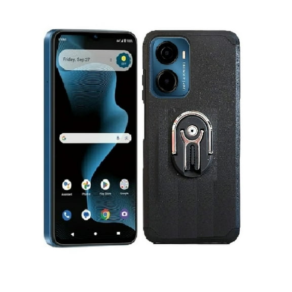 Compatible Case for Cricket Magic 2 5G / AT&T Propel 2 5G, Dual Layer shockproof Cover Case with Multifunctional Ring (Black)