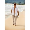 thumbnail image 2 of COOFANDY Men's Linen Pants Casual Loose Fit Beach Summer Yoga Pants Lightweight Drawstring Linen Trousers, 2 of 9