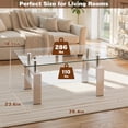 thumbnail image 6 of Glass Coffee Table for Living Room, SEGMART Modern Coffee Table with Lower Shelf, Rectangle Center Table with Metal Legs, Glass Table, Sofa Table, Tea Table, Living Room Table, 6 of 8