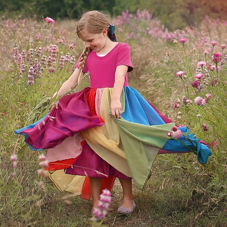 

TMOYZQ Toddler Girls Summer Short Sleeve Colorblock Loose Casual Long Maxi Dress Beach Sundresses Princess Pageant Ball Gown Birthday Party Dresses for 12Months-6T Kids
