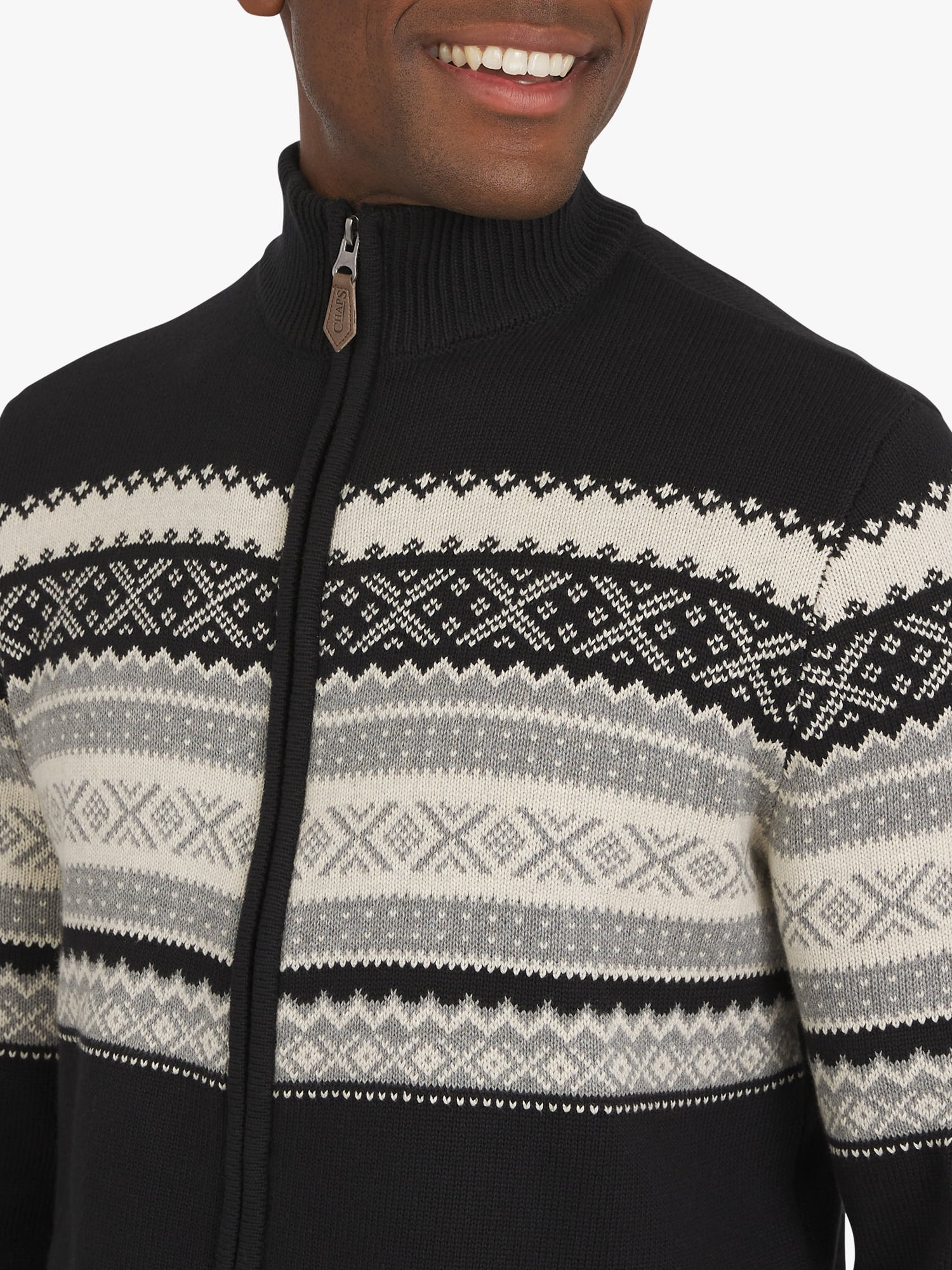 Chaps Men's & Big Men's Fairisle Full Zip Sweater, Sizes S-3XL