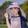 thumbnail image 4 of CSSAD Outdoor Wide Brim Sun Hat with Solar Fan, Summer Big Brimmed Shawl Fisherman's Hat for Childen, Sun Bucket Hat for Men Women UPF 50+ Bucket Fishing & Beach Hat with Fan, Pink, 4 of 6