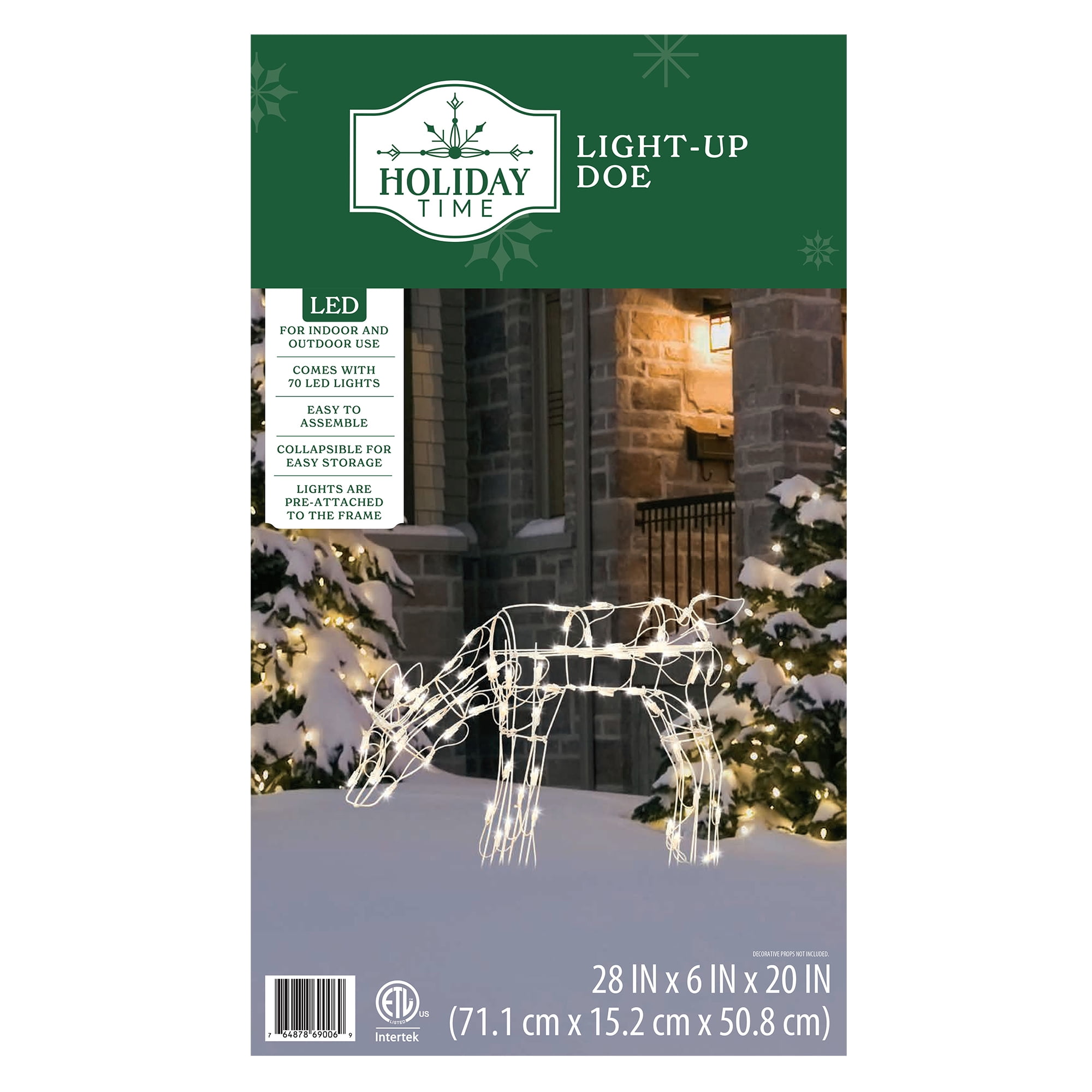 Indoor/Outdoor Light-Up Feeding Doe Christmas Decoration with 70 LED Lights, Warm White, 28", by Holiday Time