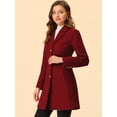 thumbnail image 3 of Abrigos largos de invierno con solapa con muesca y un solo pecho para mujer Rojo S, 3 of 5