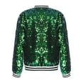 thumbnail image 2 of MSemis Kids Girls Sparkly Sequin Baseball Jacket Long Sleeve Zip Up Bomber Jacket Hip Hop Dancing Green 10, 2 of 7