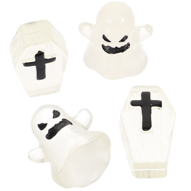 4 Uds. De adornos de resina para Halloween, microadornos de paisaje Diy, decoración luminosa para casa de muñecas