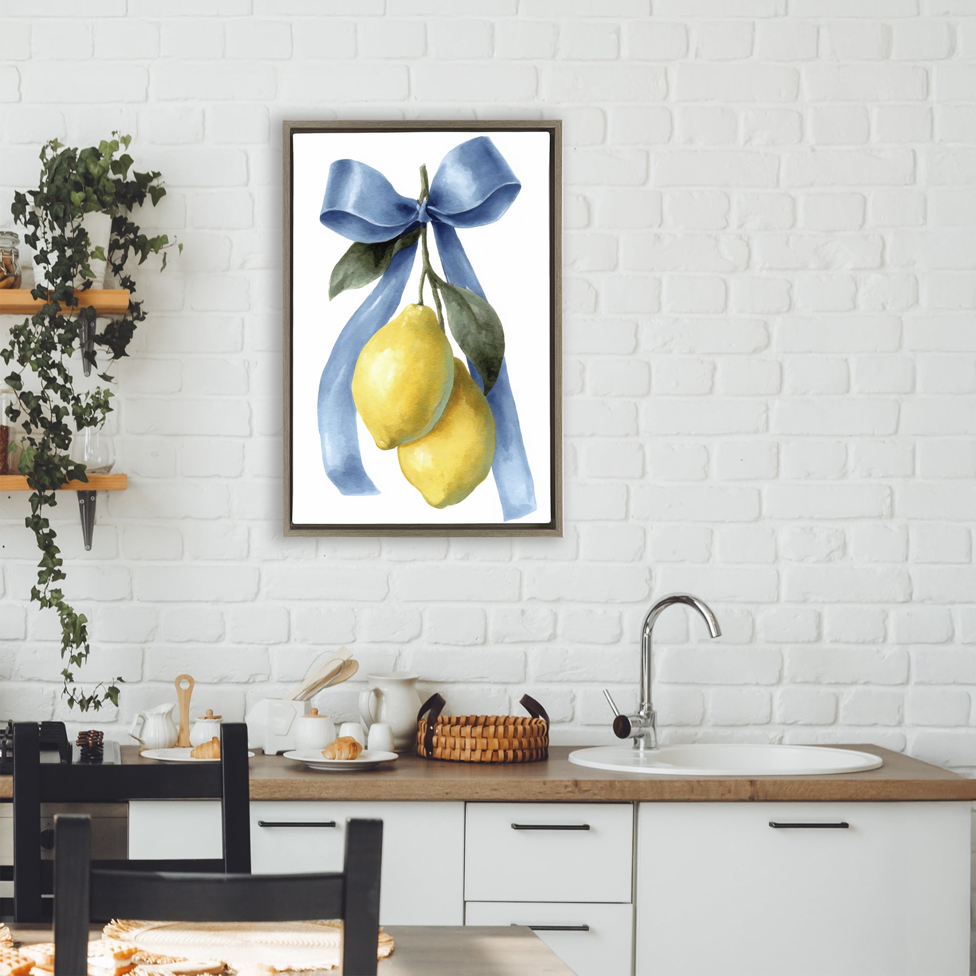 Stupell Industries Sweet & Sour Lemons Brown Framed Floater Canvas Wall Art, design by Petal Prints Design