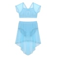 thumbnail image 3 of Aislor Kids Girls Lyrical Dance Dress Outfits Crop Top with Irregular Hem Skirts Latin Jazz Modern Dancewear Sky Blue 14, 3 of 7