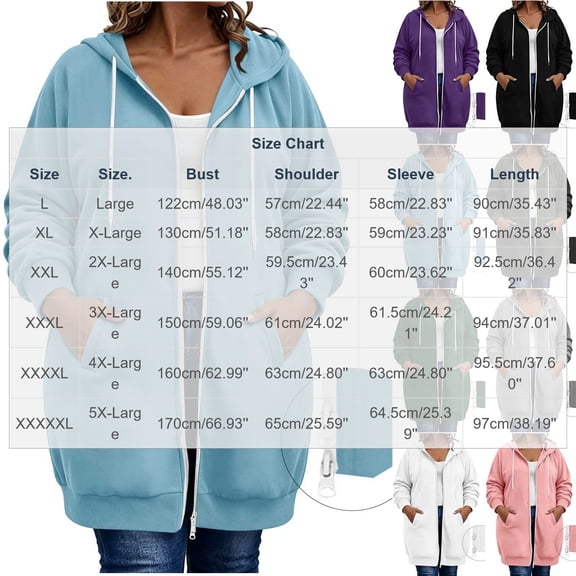 Turilly Women's Plus Size Longline Zip-Up Hoodie with Zipper Relaxed Fit Long Sleeve Hooded Sweatshirt, Casual Coat with Pockets