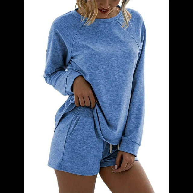 Conjunto Deportivo de Dos Piezas para Mujer, Traje Informal de Gran Tamaño, Ropa Deportiva, Ropa de Otoño. Azul M